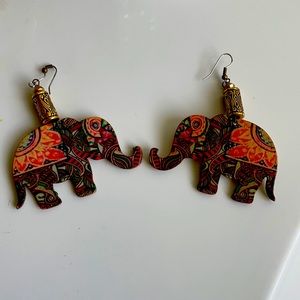 Afrocentric Elephant Wooden Earrings